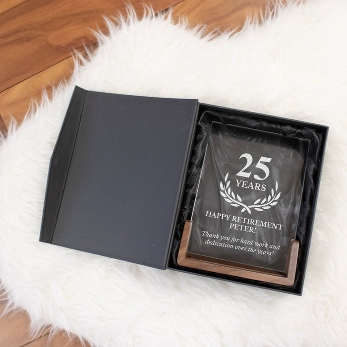 Personalized Retirement Years Crystal Plaque