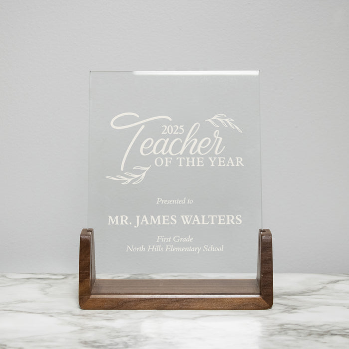 Personalized Teacher of the Year Award Plaque