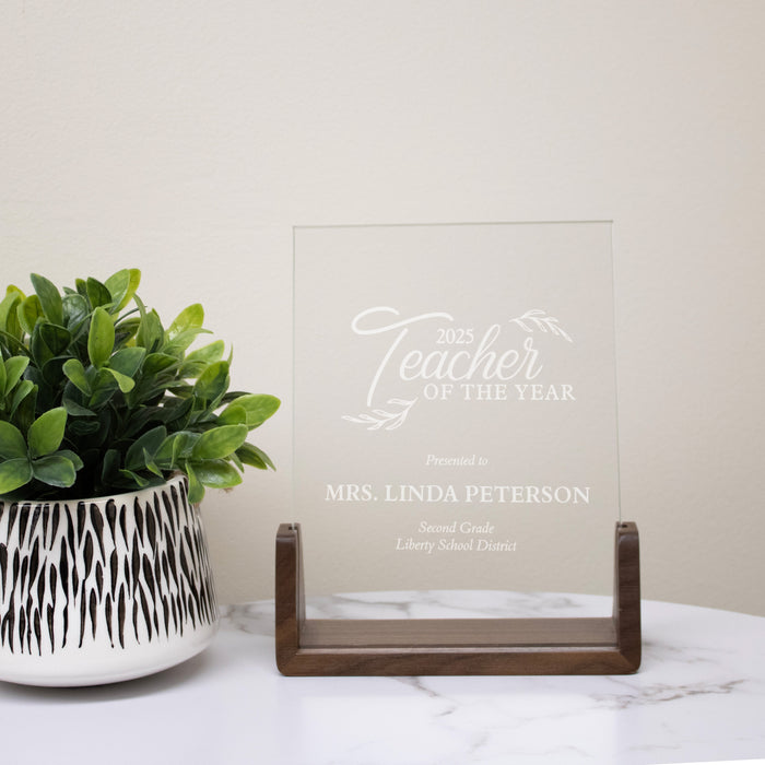 Personalized Teacher of the Year Award Plaque