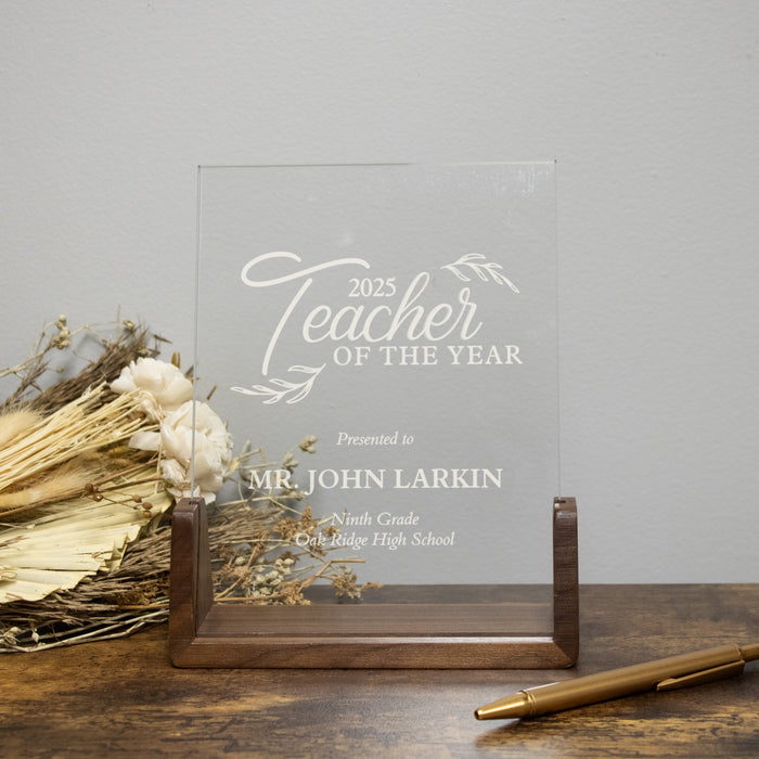 Personalized Teacher of the Year Award Plaque