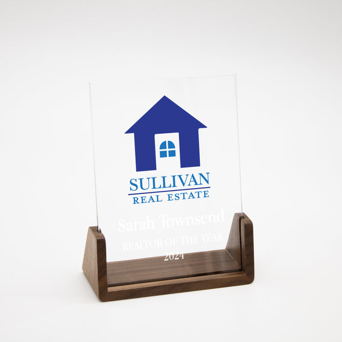 Personalized company award crystal plaque