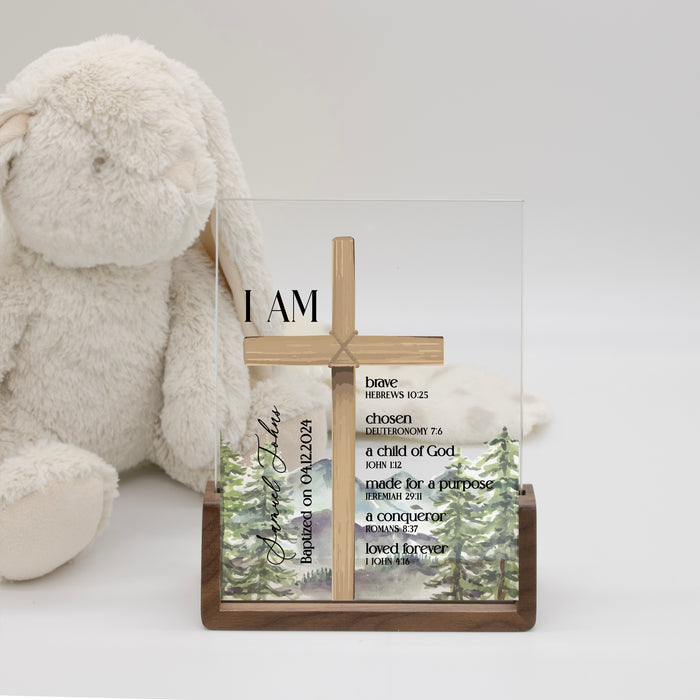 Personalized "I Am..." Wood Cross Plaque
