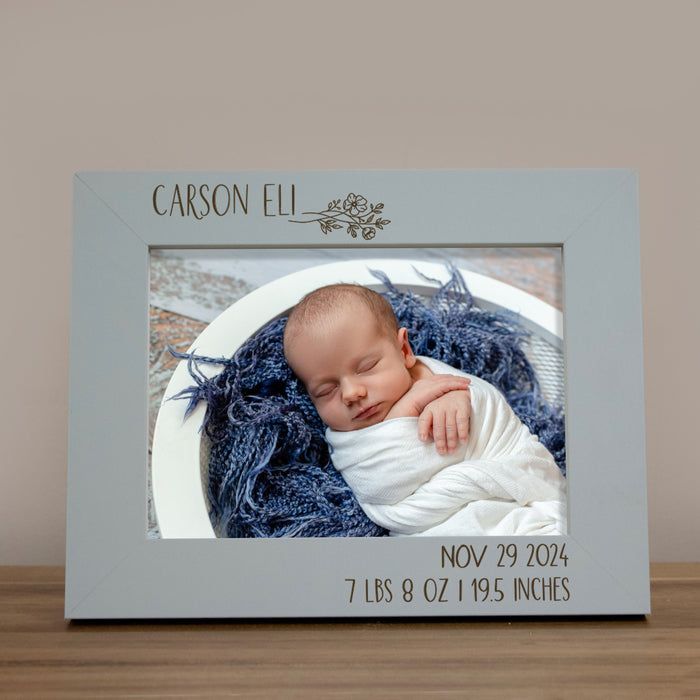 Personalized Floral Baby Birth Info Picture Frame