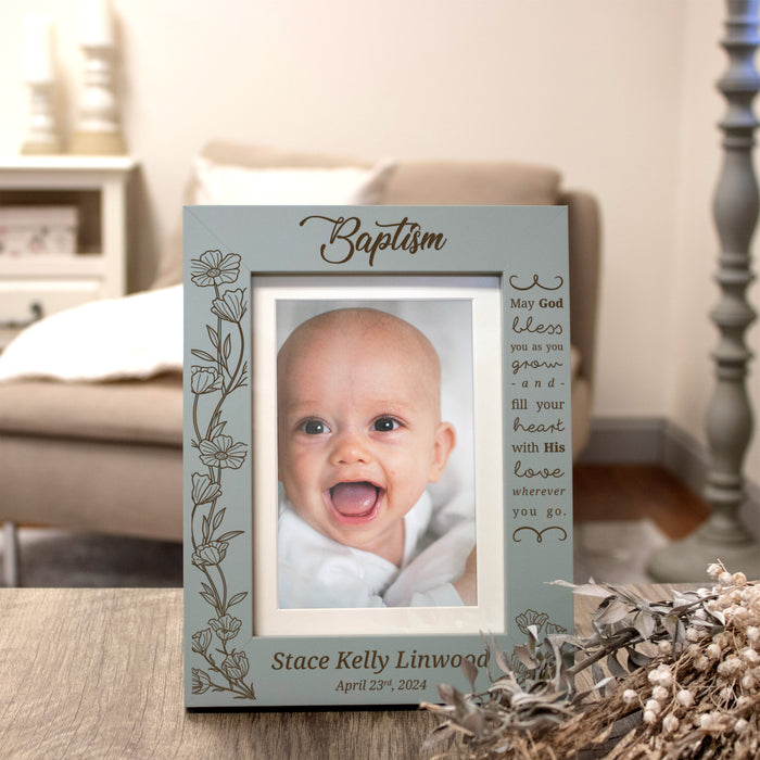 Personalized "May God Bless You" Baptism Picture Frame