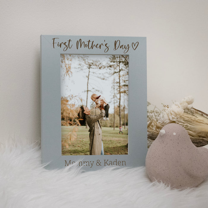 Personalized First Mother's Day Picture Frame in Blue or Pink