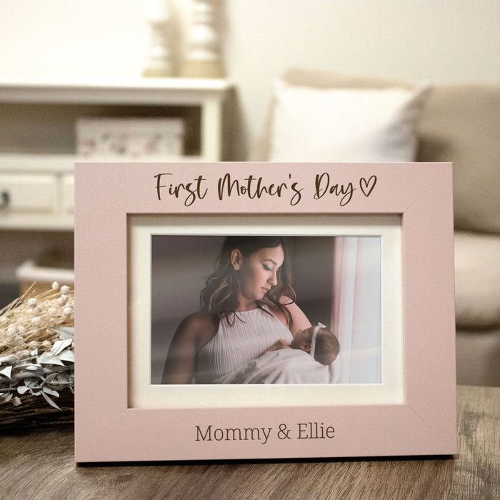 Personalized First Mother's Day Picture Frame in Blue or Pink