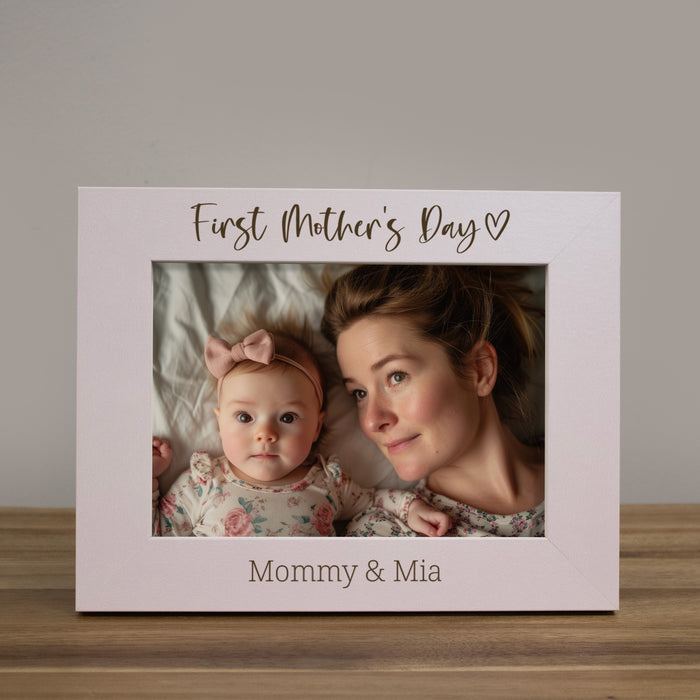 Personalized First Mother's Day Picture Frame in Blue or Pink