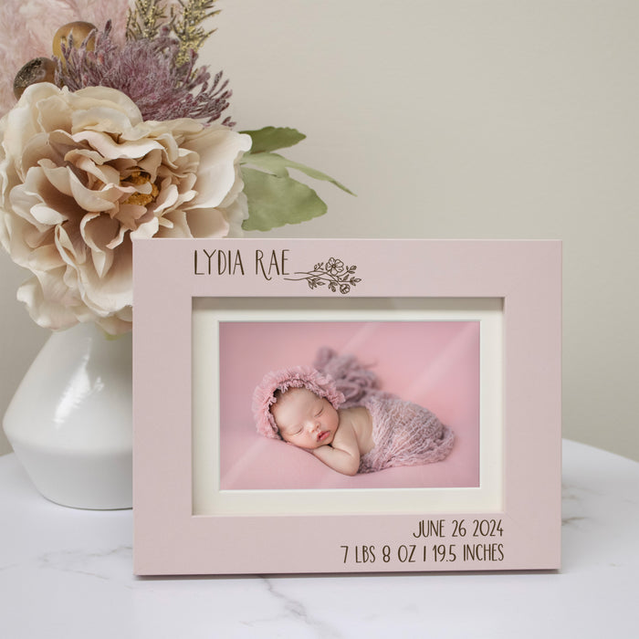 Personalized Floral Baby Birth Info Picture Frame