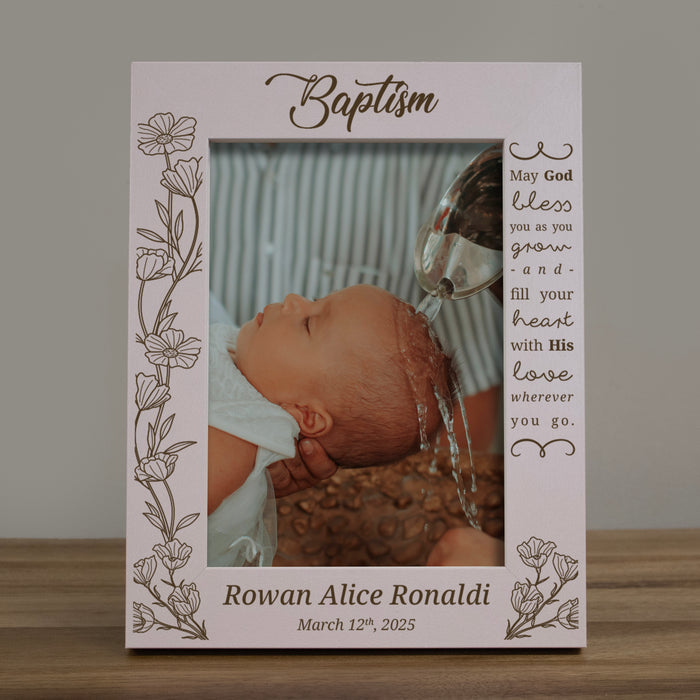 Personalized "May God Bless You" Baptism Picture Frame