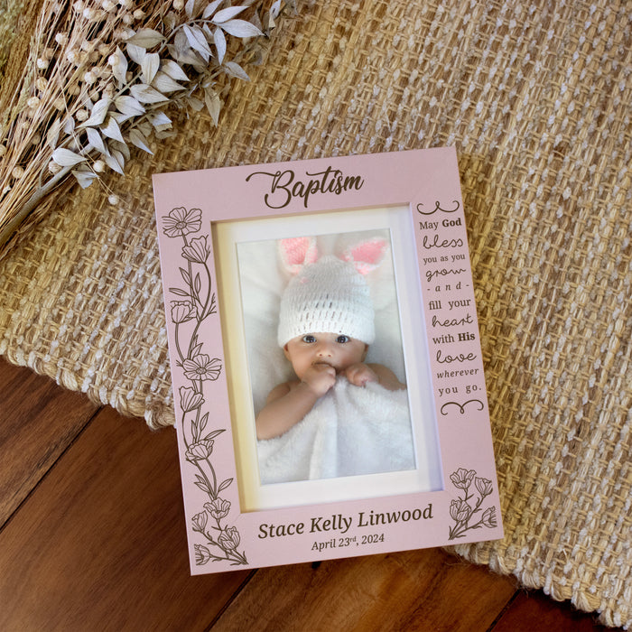 Personalized "May God Bless You" Baptism Picture Frame