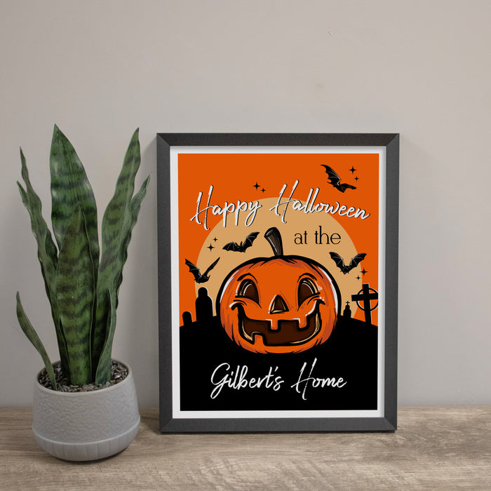 Personalized "Happy Halloween" Jack-O-Lantern Wall Sign