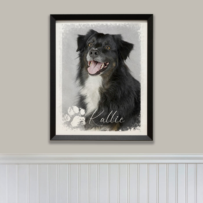 Personalized Pet Memorial Photo Watercolor Wall Art