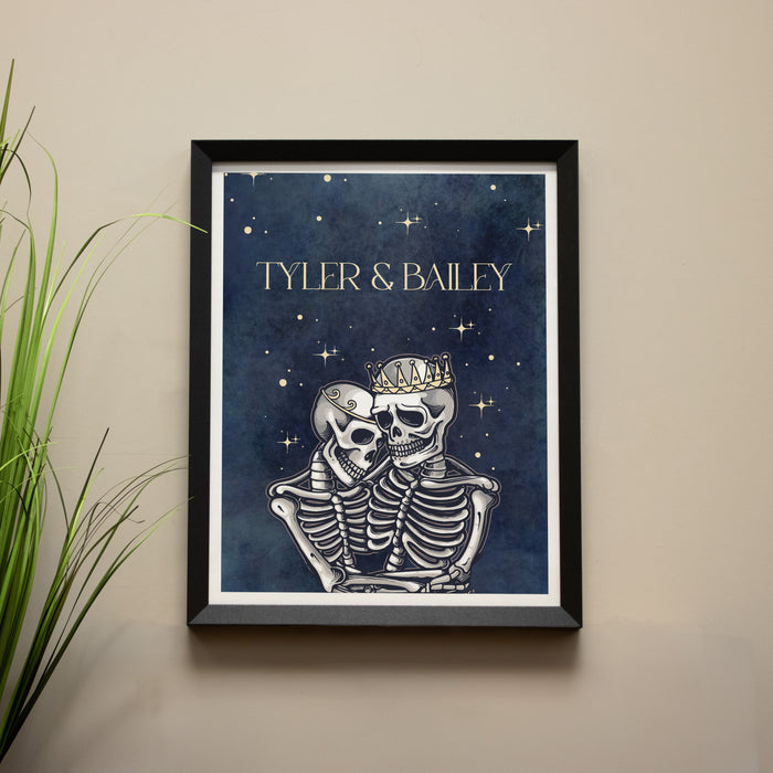 Framed Skeleton Couple Halloween Wall Art Print