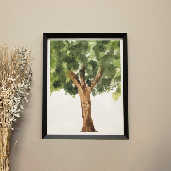 Framed Engraved Tree Initials Photo Wall Sign or Digital File