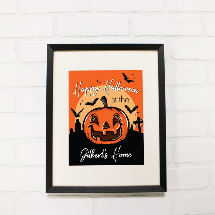 Personalized "Happy Halloween" Jack-O-Lantern Wall Sign