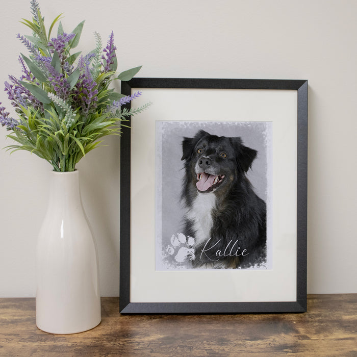 Personalized Pet Memorial Photo Watercolor Wall Art