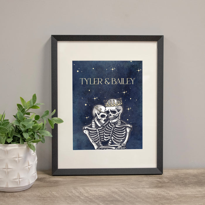 Framed Skeleton Couple Halloween Wall Art Print