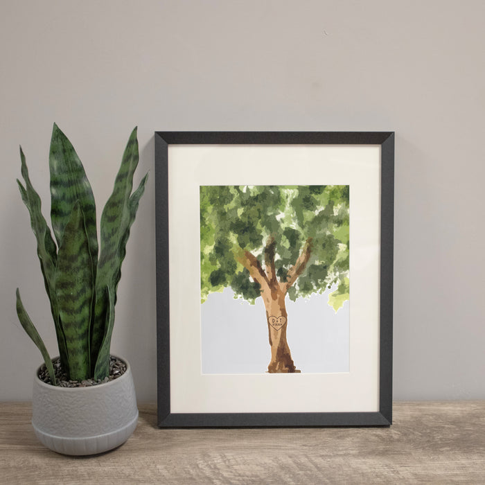 Framed Engraved Tree Initials Photo Wall Sign or Digital File