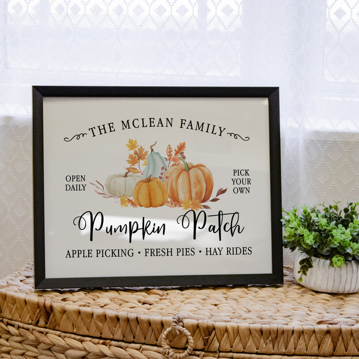 Personalized Autumn Pumpkin Patch Framed Wall Art or Download