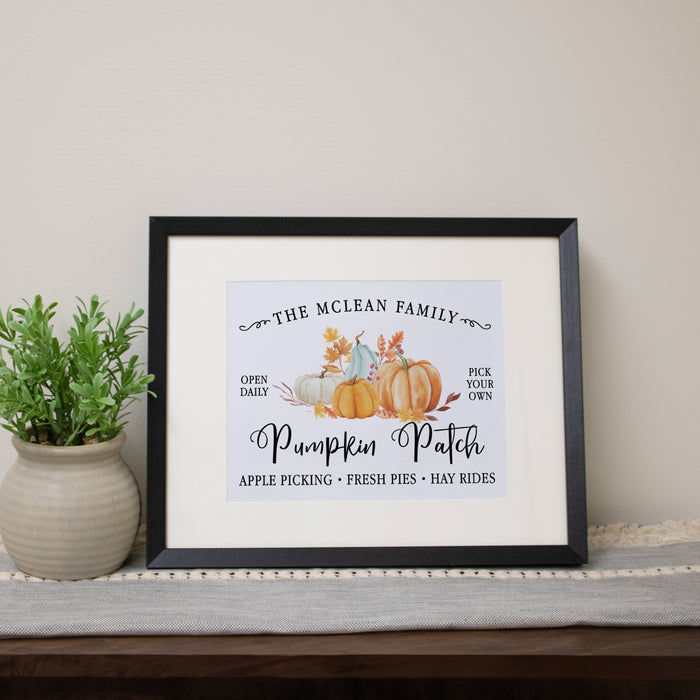 Personalized Autumn Pumpkin Patch Framed Wall Art or Download