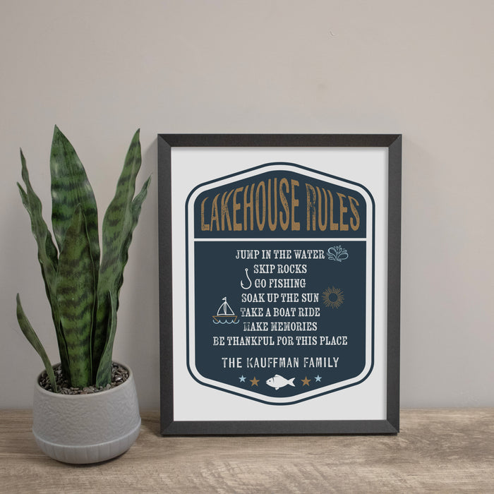 Personalized Lakehouse Rules Framed Wall Art or Download