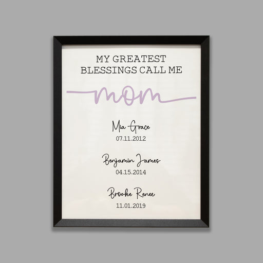 Personalized mom names and dates sign