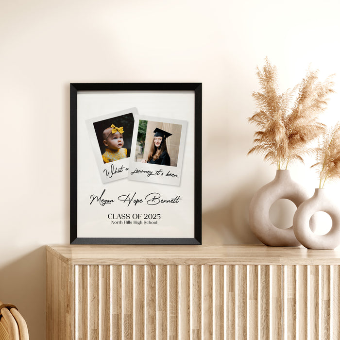 Framed Graduation Now and Then Photo Wall Sign