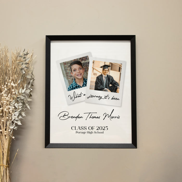 Framed Graduation Now and Then Photo Wall Sign