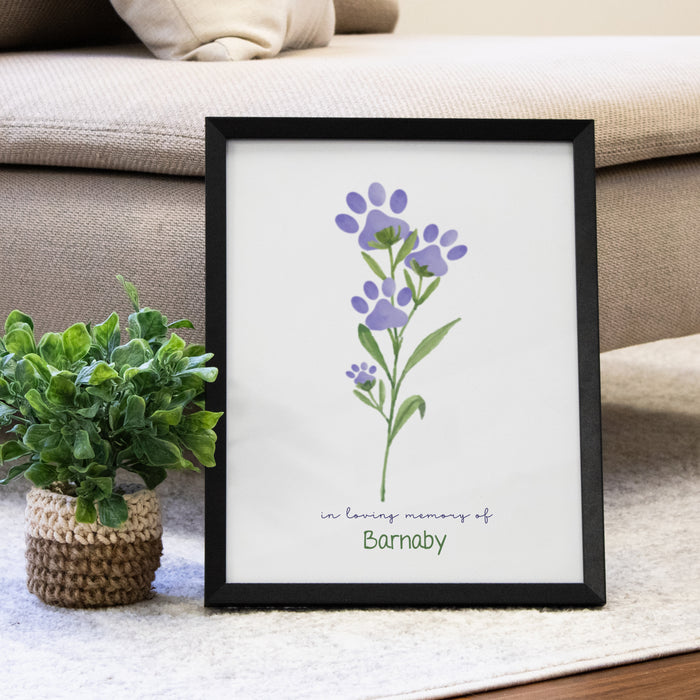 Personalized Pet Loss Pawprint Flower Framed Wall Sign