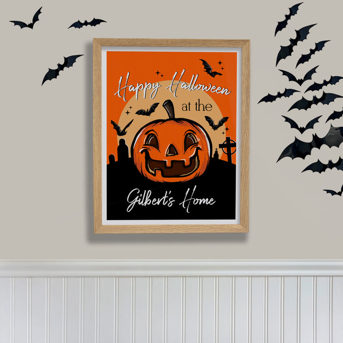 Personalized "Happy Halloween" Jack-O-Lantern Wall Sign