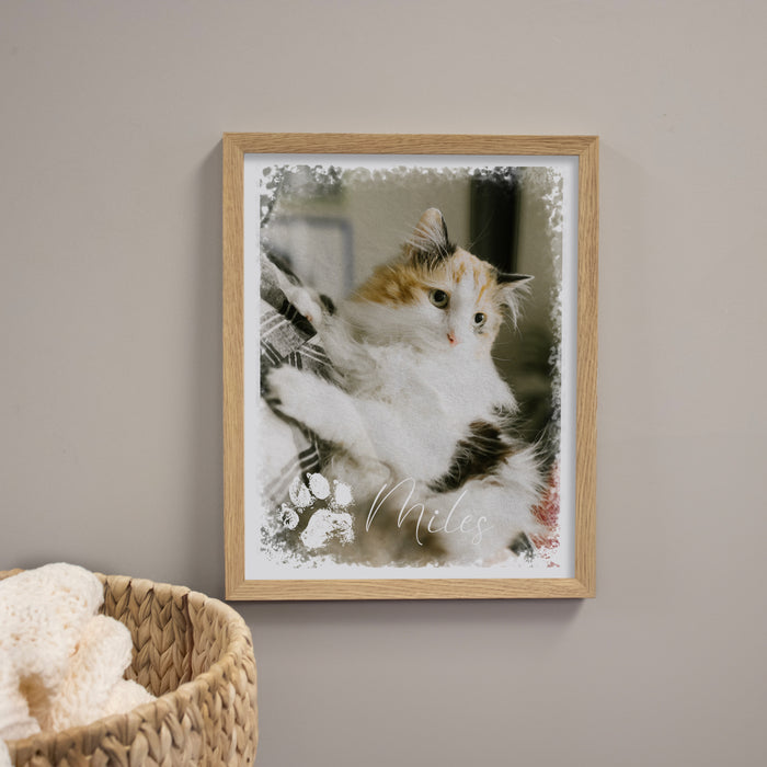 Personalized Pet Memorial Photo Watercolor Wall Art