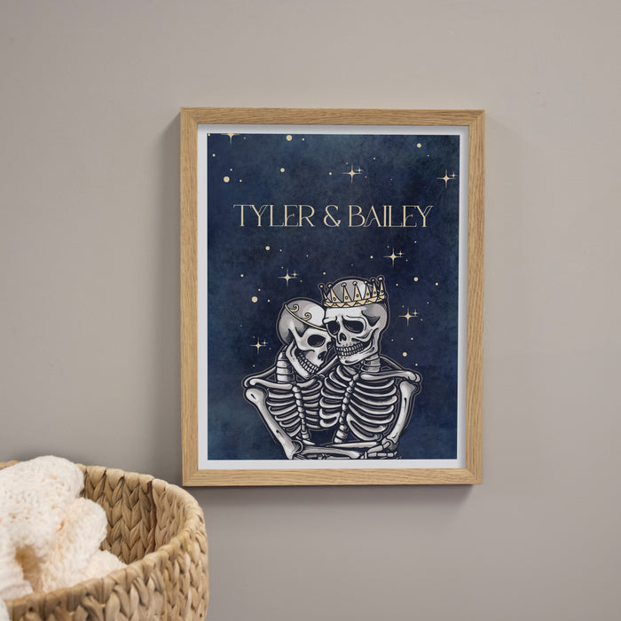 Framed Skeleton Couple Halloween Wall Art Print