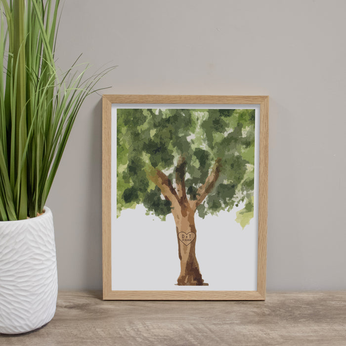 Framed Engraved Tree Initials Photo Wall Sign or Digital File