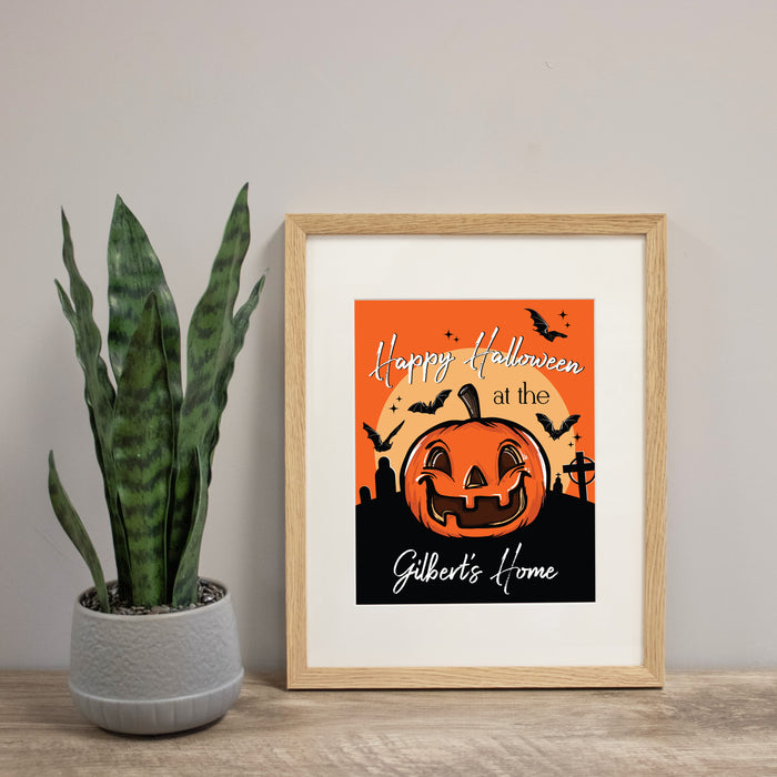 Personalized "Happy Halloween" Jack-O-Lantern Wall Sign