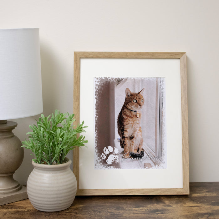 Personalized Pet Memorial Photo Watercolor Wall Art