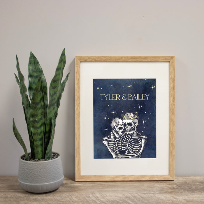 Framed Skeleton Couple Halloween Wall Art Print