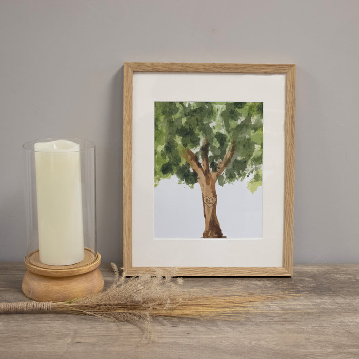 Framed Engraved Tree Initials Photo Wall Sign or Digital File