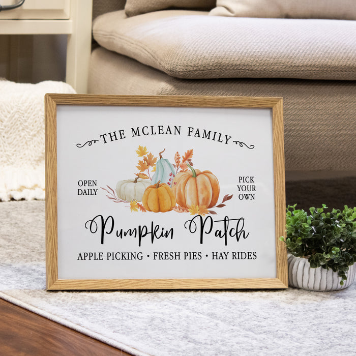 Personalized Autumn Pumpkin Patch Framed Wall Art or Download