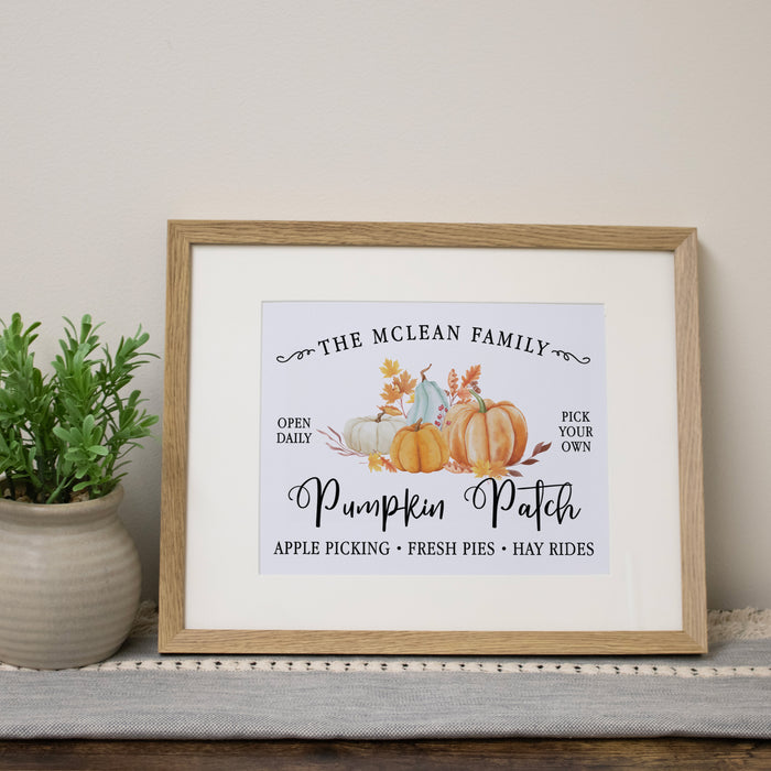 Personalized Autumn Pumpkin Patch Framed Wall Art or Download