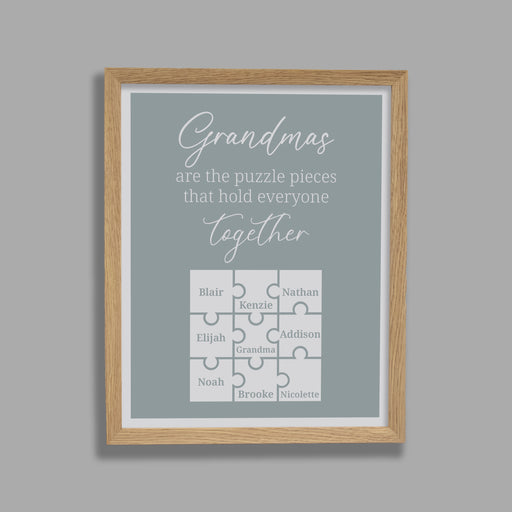 Personalized Grandma names puzzle sign