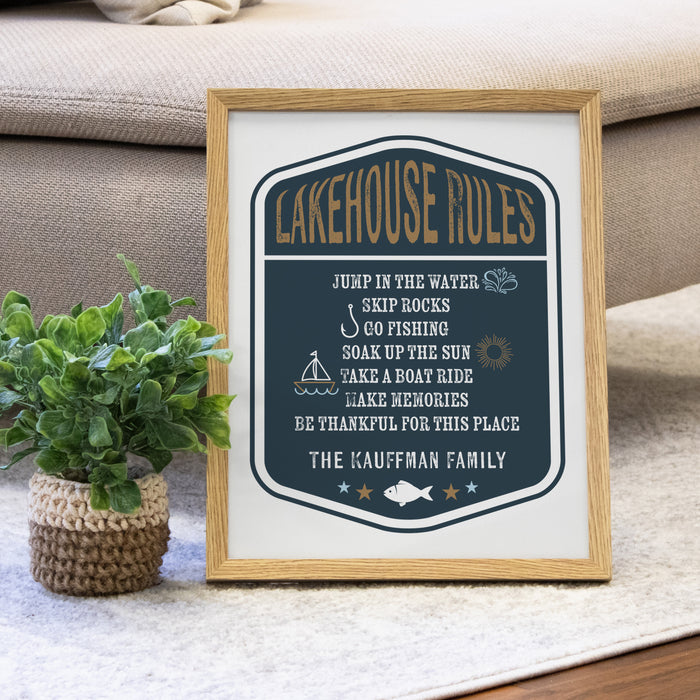 Personalized Lakehouse Rules Framed Wall Art or Download