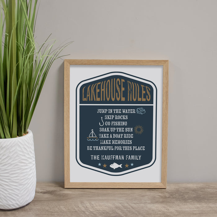 Personalized Lakehouse Rules Framed Wall Art or Download