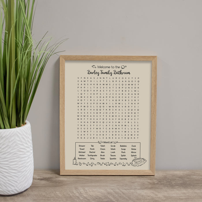 Personalized Bathroom Word Search Framed Art