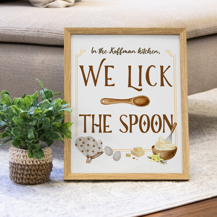 Personalized "We Lick The Spoon" Kitchen Framed Art