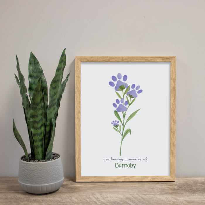 Personalized Pet Loss Pawprint Flower Framed Wall Sign