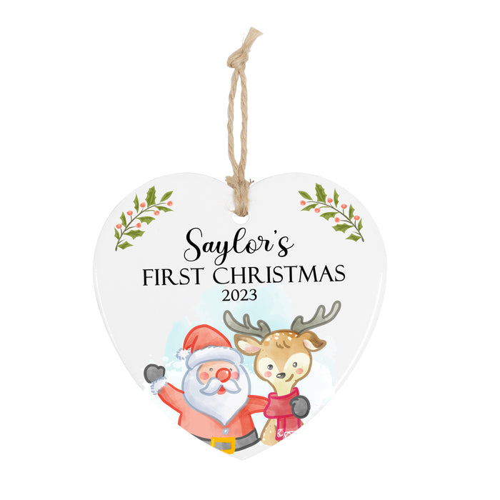 Personalized Baby’s First Christmas Ornament with Santa