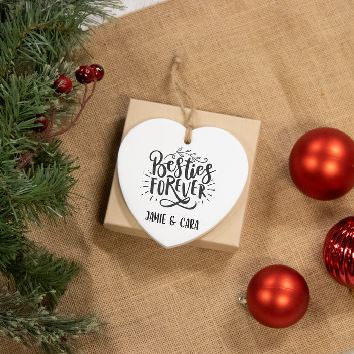 Personalized Besties Forever Heart Ornament