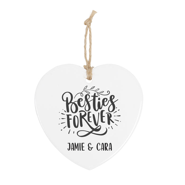 Personalized Besties Forever Heart Ornament