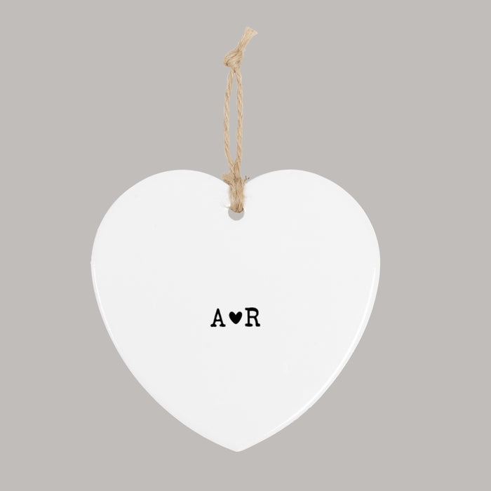 Heart ornament personalized with couple's initials