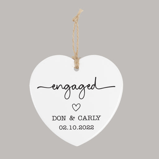 Engaged ornament personalized with names and date